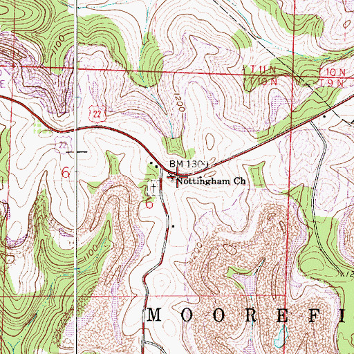Topographic Map of Nottingham Church, OH
