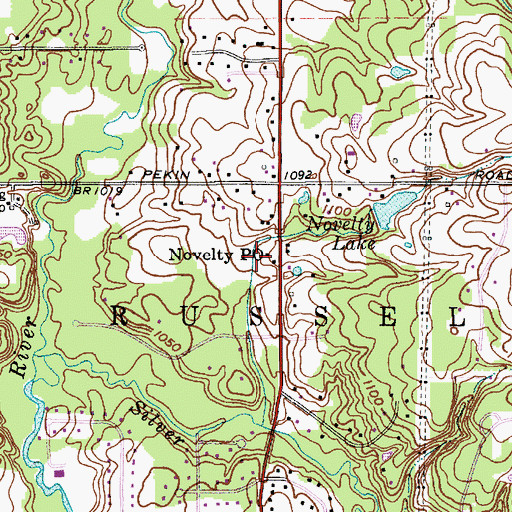 Topographic Map of Novelty Post Office, OH