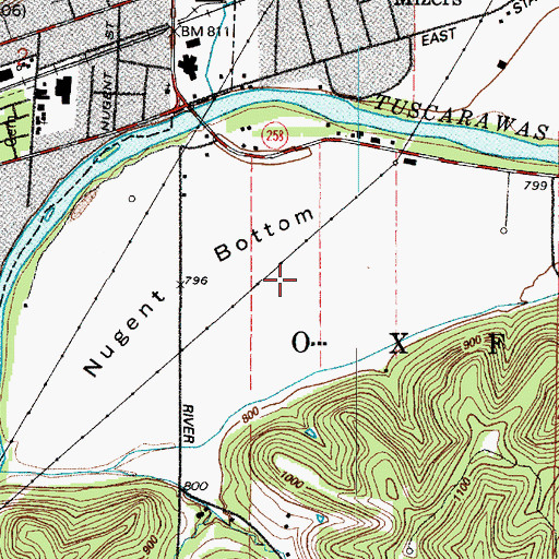 Topographic Map of Nugent Bottom, OH