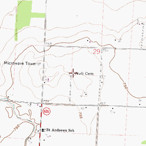 Topographic Map of Null Cemetery, OH