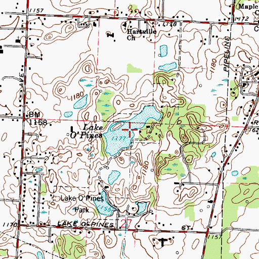 Topographic Map of Lake O'Pines, OH