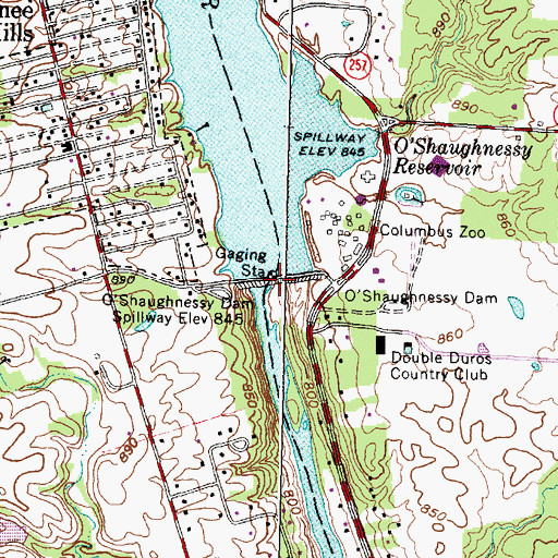Topographic Map of O'Shaughnessy Dam, OH