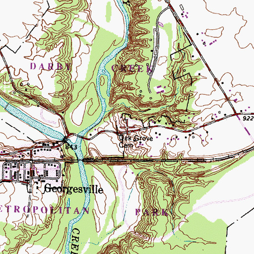 Topographic Map of Oak Grove Cemetery, OH
