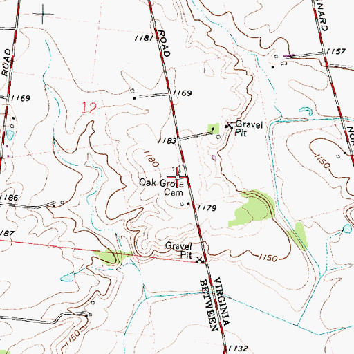 Topographic Map of Oak Grove Cemetery, OH