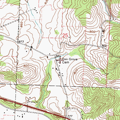 Topographic Map of Oak Grove Cemetery, OH