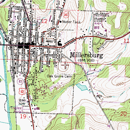Topographic Map of Oak Grove Cemetery, OH