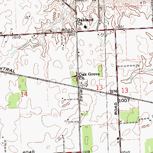 Topographic Map of Oak Grove Church, OH