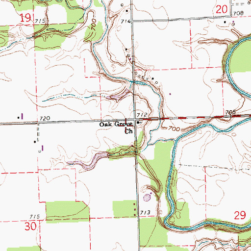 Topographic Map of Oak Grove Church, OH