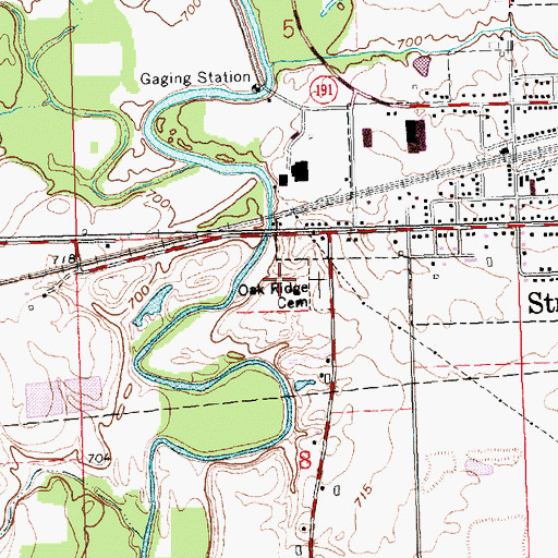 Topographic Map of Oakwood Cemetery, OH