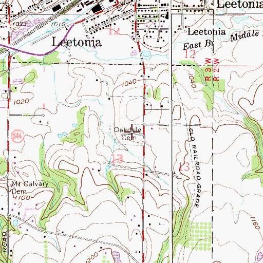 Topographic Map of Oakdale Cemetery, OH