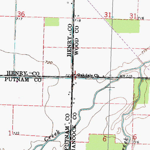 Topographic Map of Oakdale United Methodist Church, OH