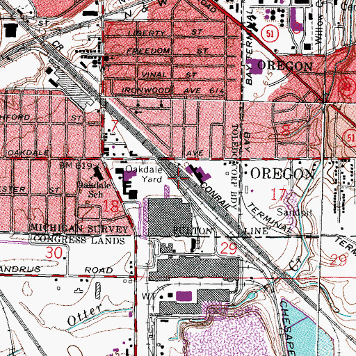 Topographic Map of Oakdale Yard, OH