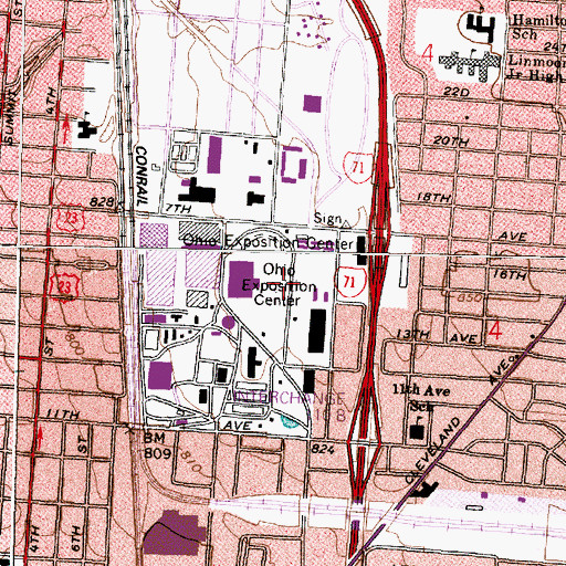 Topographic Map of Ohio Exposition Center, OH