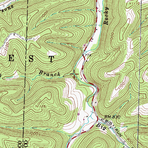 Topographic Map of Oilspring Branch, OH