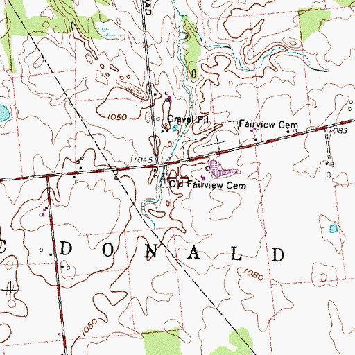 Topographic Map of Old Fairview Cemetery, OH