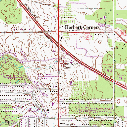 Topographic Map of Old North Cemetery, OH