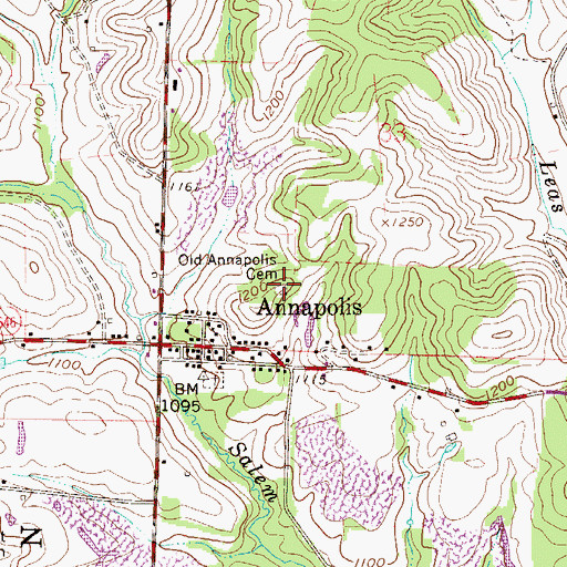 Topographic Map of Old Annapolis Cemetery, OH