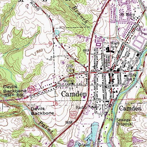Topographic Map of Old Cemetery, OH