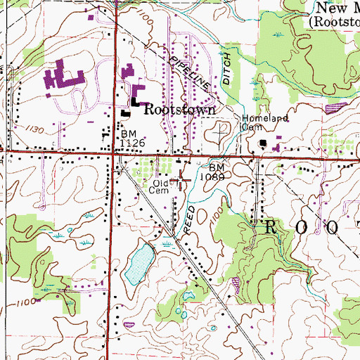 Topographic Map of Old Cemetery, OH