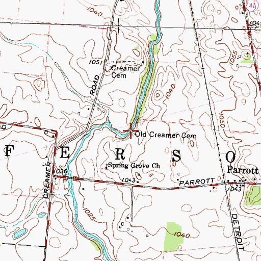 Topographic Map of Old Creamer Cemetery, OH