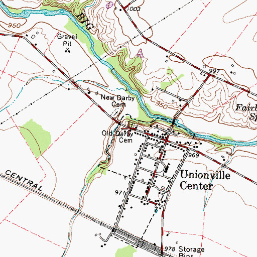 Topographic Map of Old Darby Cemetery, OH