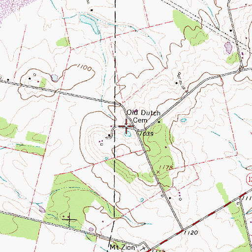 Topographic Map of Old Dutch Cemetery, OH