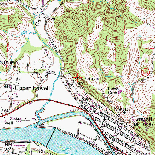 Topographic Map of Old German Cemetery, OH