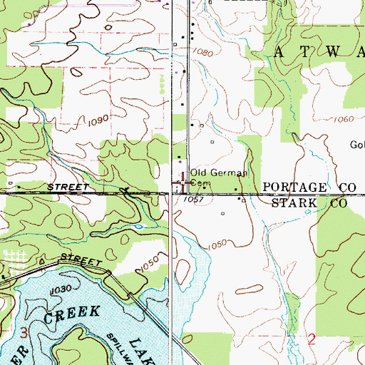Topographic Map of Old German Cemetery, OH