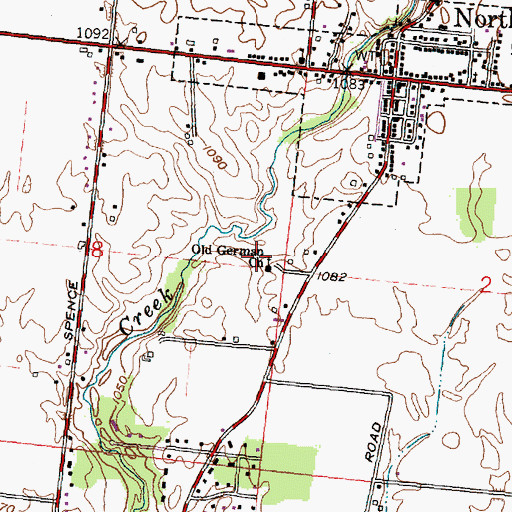 Topographic Map of Old German Church, OH