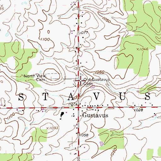 Topographic Map of Old Gustavus Cemetery, OH