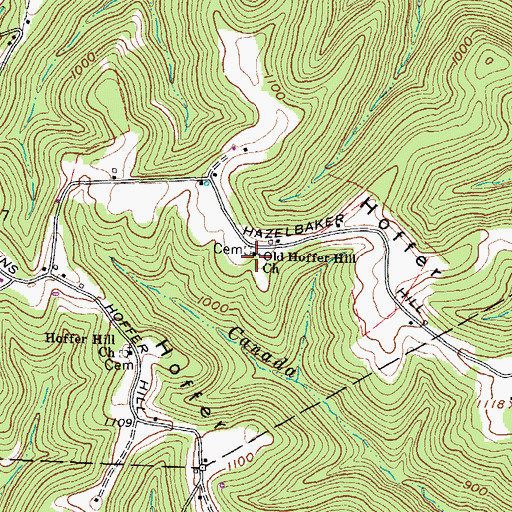 Topographic Map of Old Hoffer Hill Church, OH