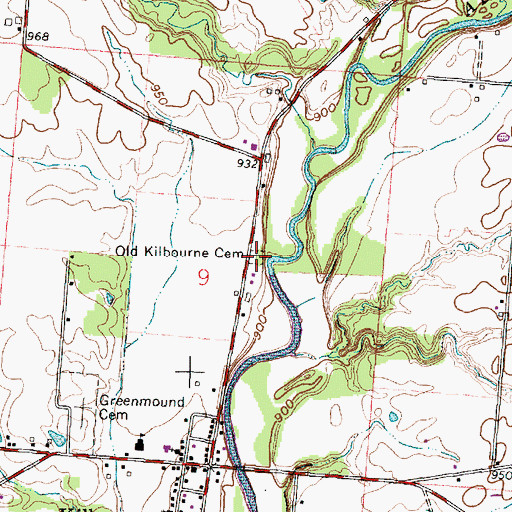 Topographic Map of Old Kilbourne Cemetery, OH