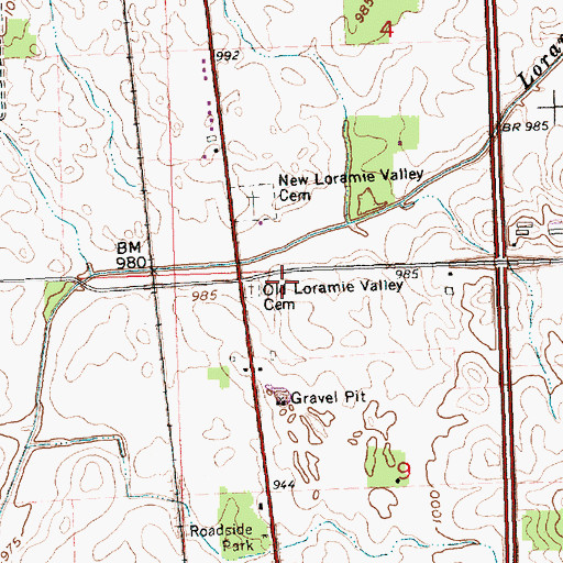 Topographic Map of Old Loramie Valley Cemetery, OH