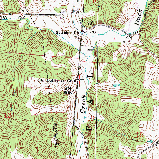 Topographic Map of Old Lutheran Cemetery, OH