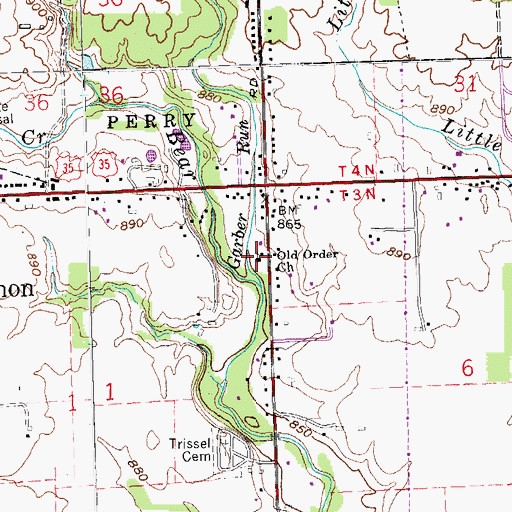 Topographic Map of Old Order Church, OH