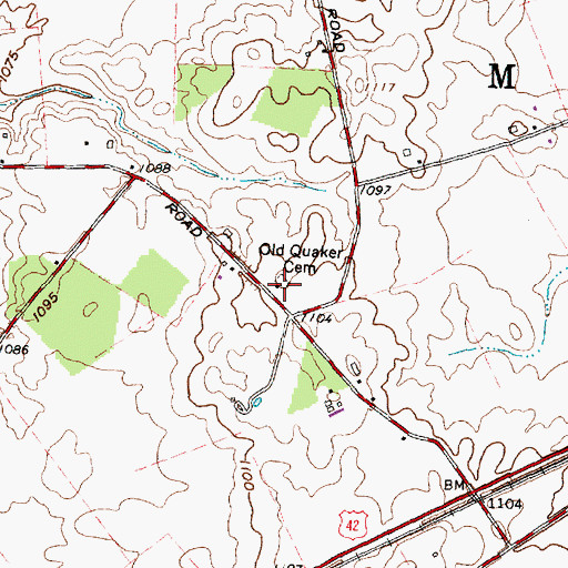 Topographic Map of Old Quaker Cemetery, OH
