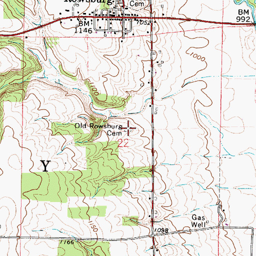 Topographic Map of Old Rowsburg Cemetery, OH