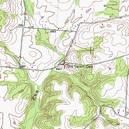 Topographic Map of Old Salem Cemetery, OH