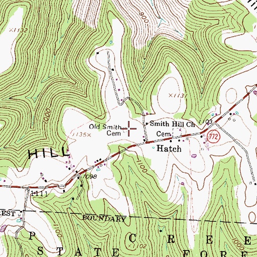 Topographic Map of Old Smith Cemetery, OH