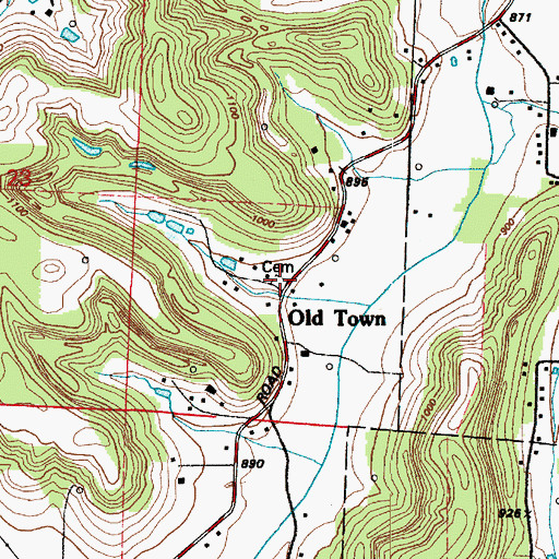 Topographic Map of Old Town Cemetery, OH
