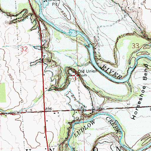Topographic Map of Old Union Cemetery, OH