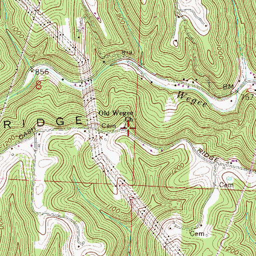 Topographic Map of Old Wegee Church, OH