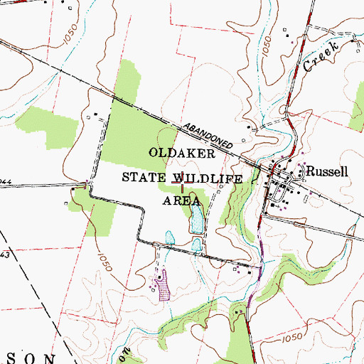 Topographic Map of Oldaker State Wildlife Area, OH