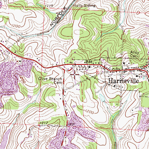 Topographic Map of Olive Branch Cemetery, OH