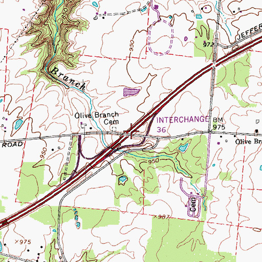 Topographic Map of Olive Branch Cemetery, OH