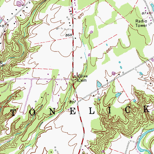 Topographic Map of Olive Cemetery, OH