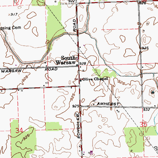 Topographic Map of Olive Chapel, OH