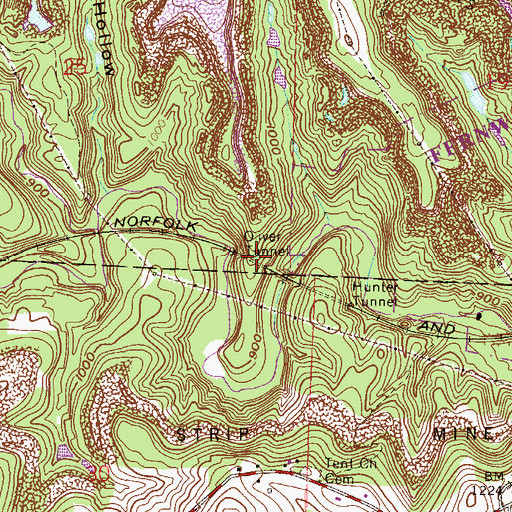 Topographic Map of Oliver Tunnel, OH