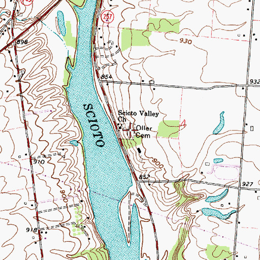 Topographic Map of Oller Cemetery, OH