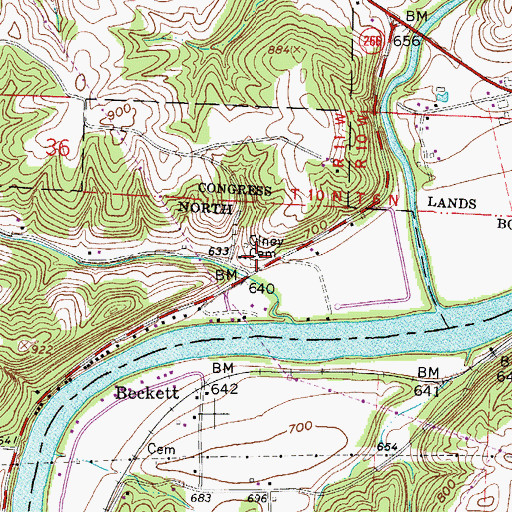 Topographic Map of Olney Cemetery, OH